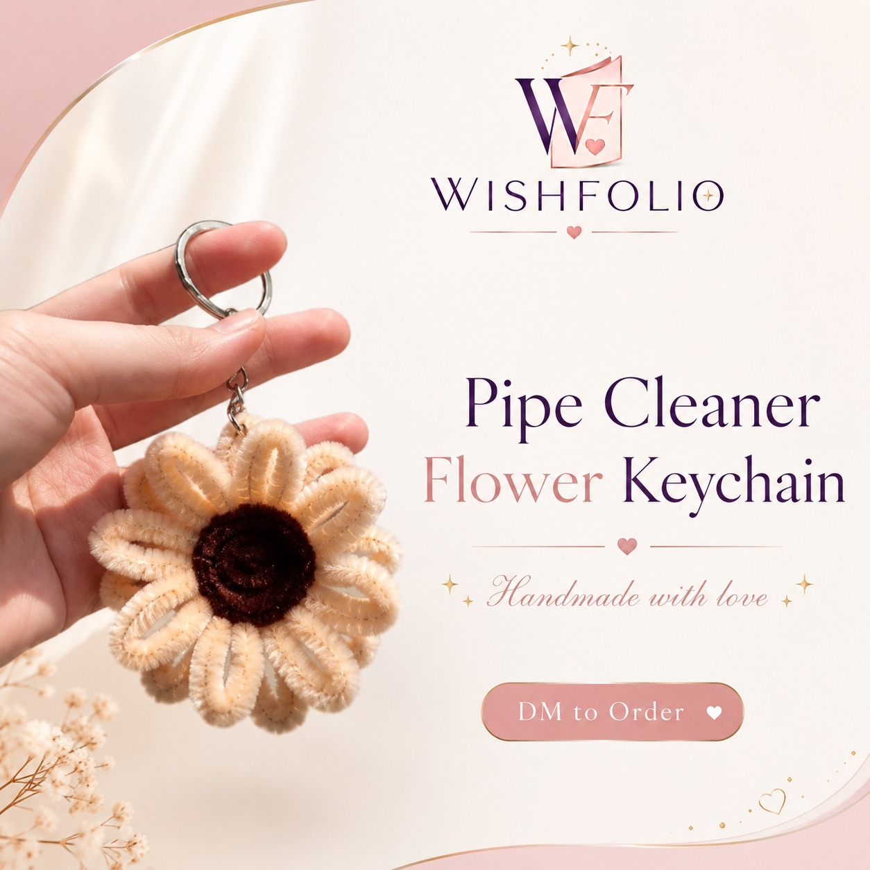 Pipe Cleaner Flower Keychain