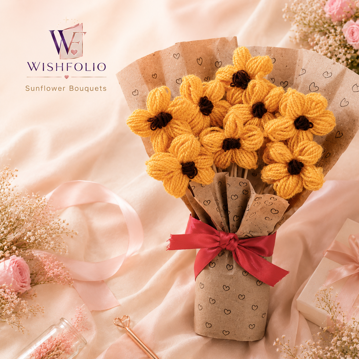 Yarn sun flower Bouquet
